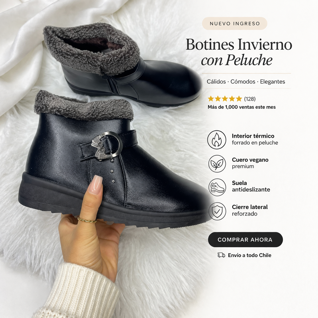 Botines de Invierno con Peluche Mujer – Cómodos, Abrigados y Antideslizantes