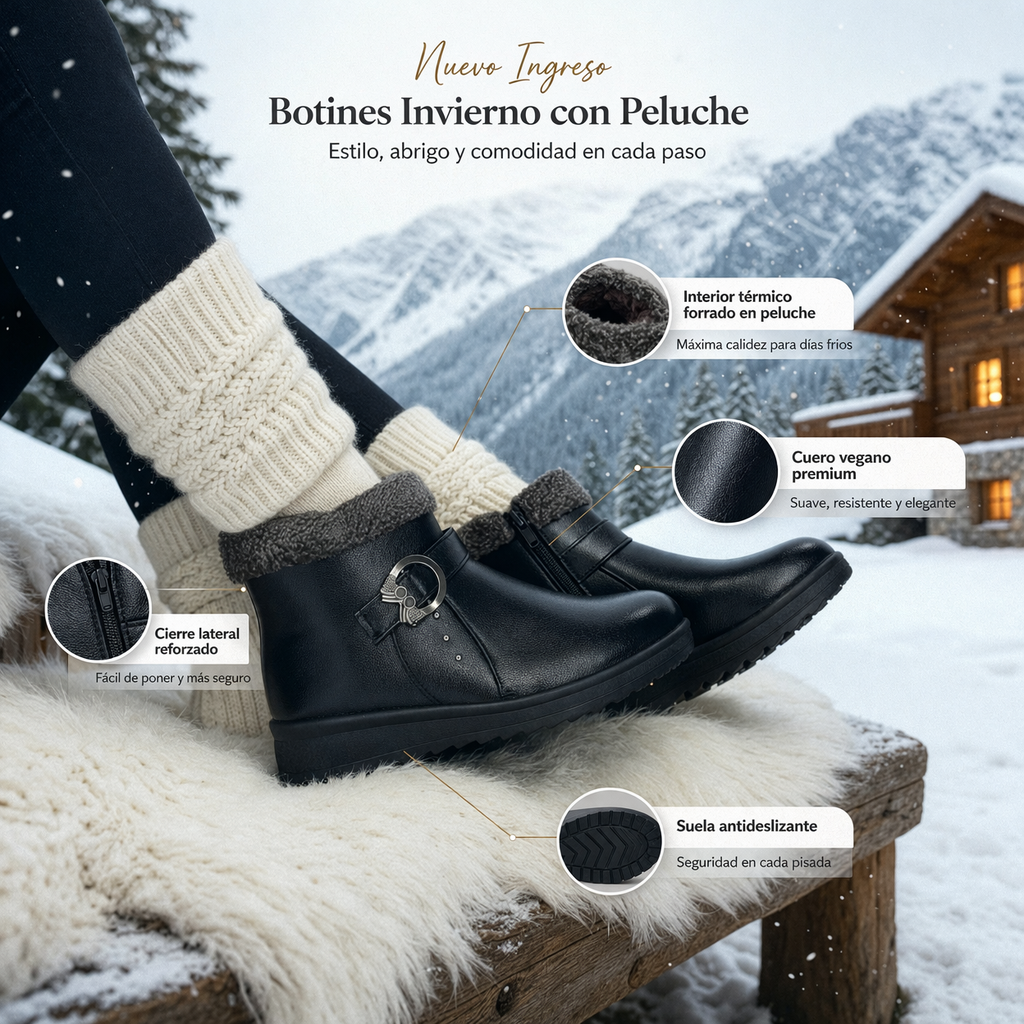 Botines de Invierno con Peluche Mujer – Cómodos, Abrigados y Antideslizantes
