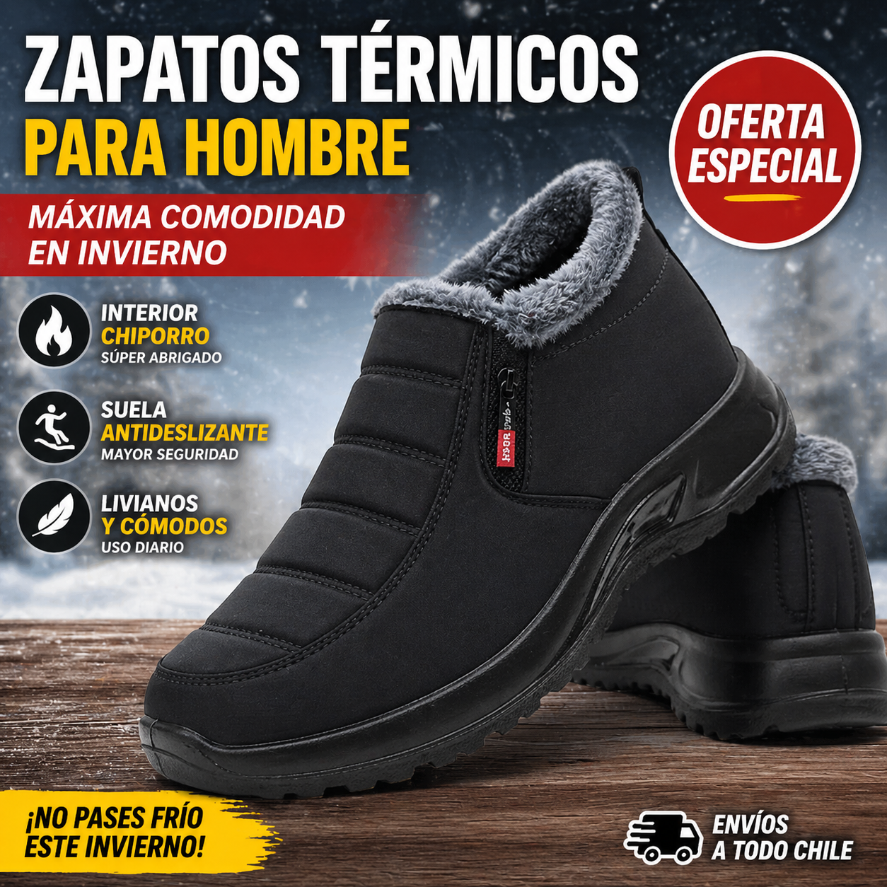 Zapatos Térmicos Hombre Chiporro Invierno Antideslizante