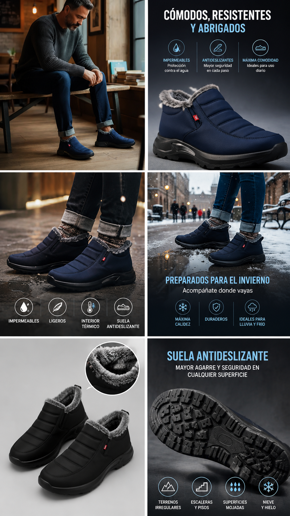 Zapatos Térmicos Hombre Chiporro Invierno Antideslizante
