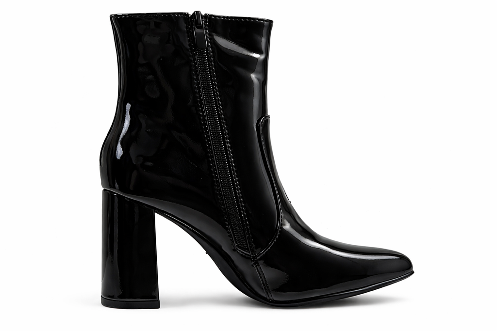 Botines Charol Con Taco De 7cms Punta Fina