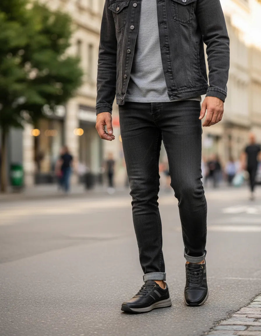 Zapatillas de Cuero Hombre Urbanas con Suela Rubber Antideslizante