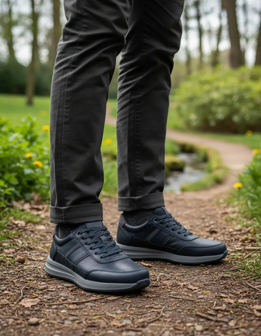 Zapatillas de Cuero Hombre Urbanas con Suela Rubber Antideslizante