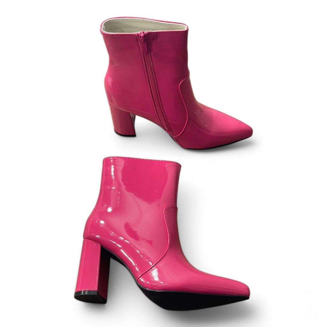 Botines Charol Con Taco De 7cms Punta Fina