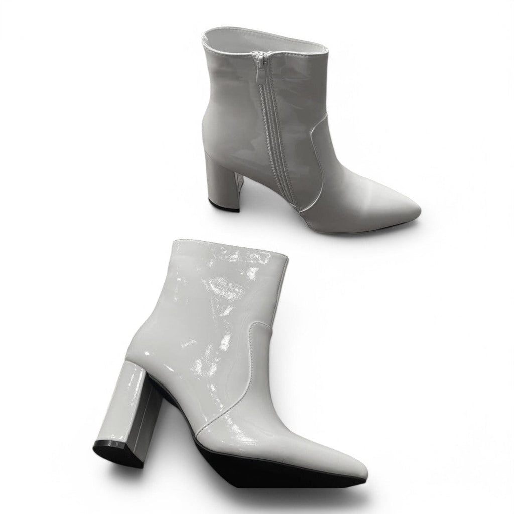 Botines Charol Con Taco De 7cms Punta Fina