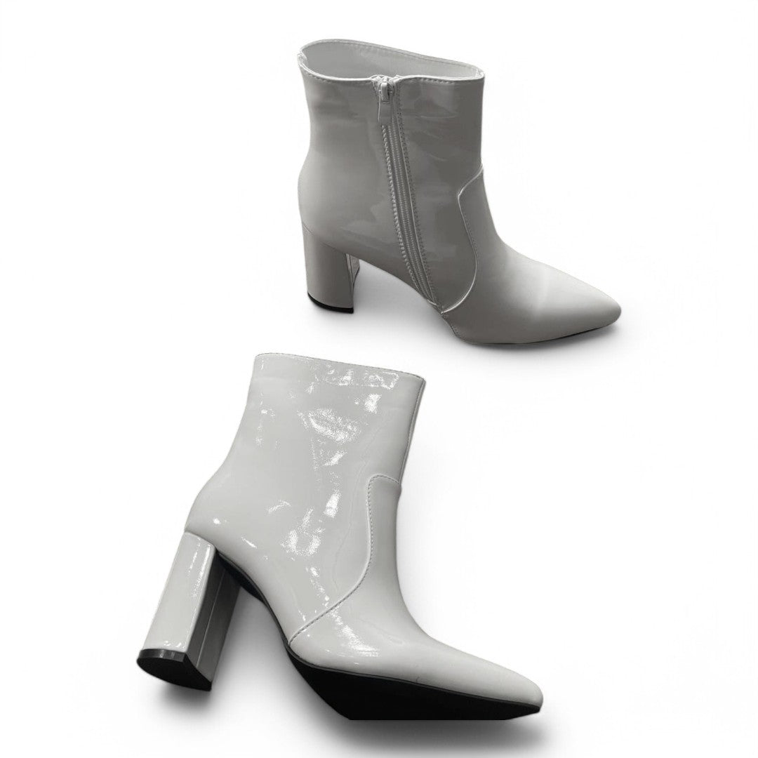 Botines Charol Con Taco De 7cms Punta Fina