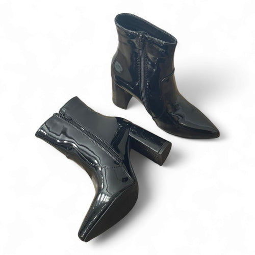 Botines Charol Con Taco De 7cms Punta Fina