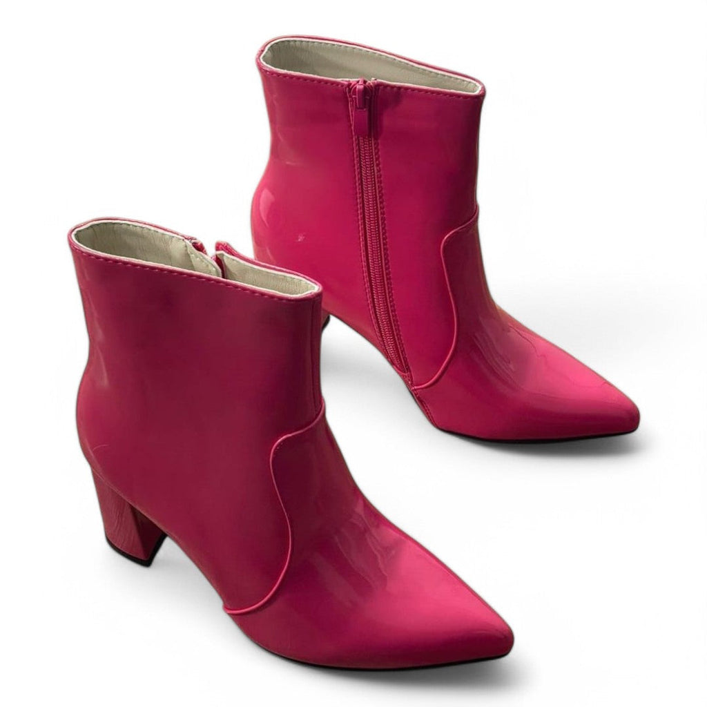 Botines Charol Con Taco De 7cms Punta Fina