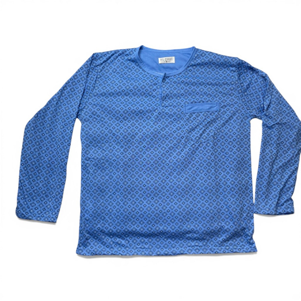 Pijama de Algodón Hombre Manga Larga – Cómodo y Suave