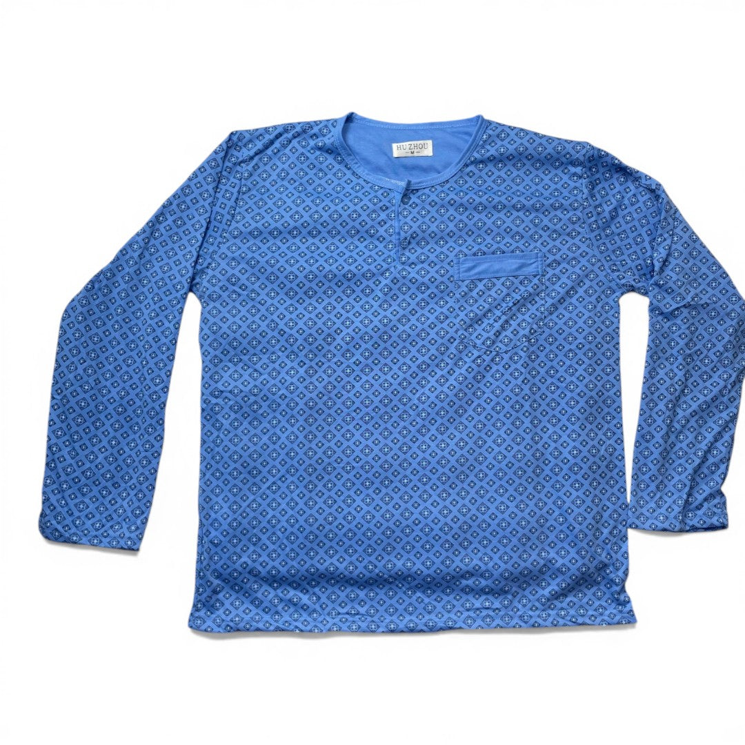 Pijama de Algodón Hombre Manga Larga – Cómodo y Suave