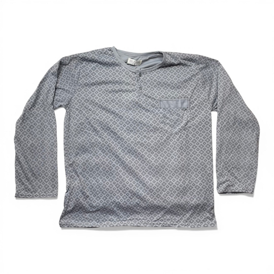 Pijama de Algodón Hombre Manga Larga – Cómodo y Suave
