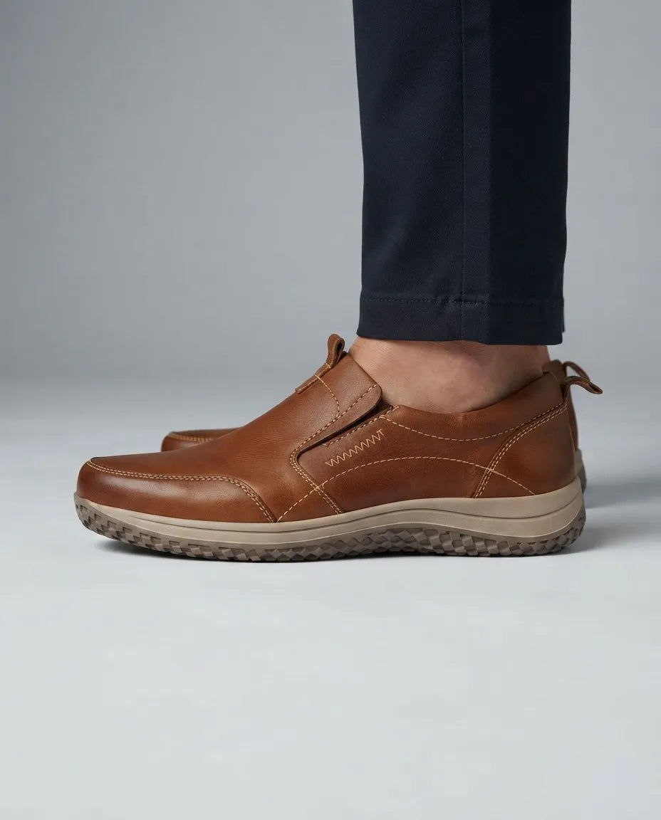 Zapato de Cuero Hombre Sin Cordones Cómodo Casual