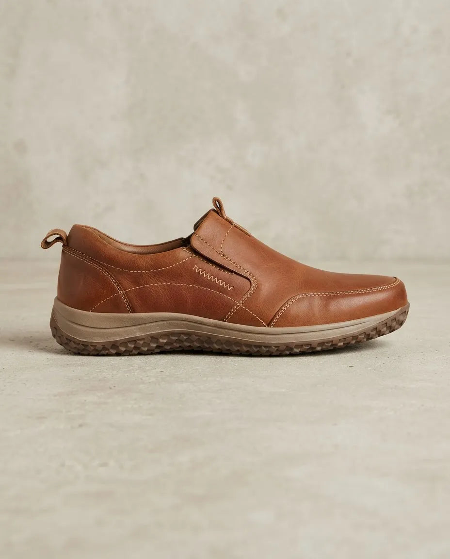 Zapato de Cuero Hombre Sin Cordones Cómodo Casual